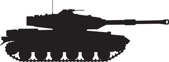 Obraz premium Military tank logo silhouette vector illustration, battle tank silhouette vector