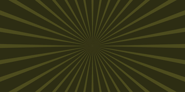 Vintage olive green sunburst pattern background with radiating lines from a central point creating a retro comic book or propaganda style graphic element for design