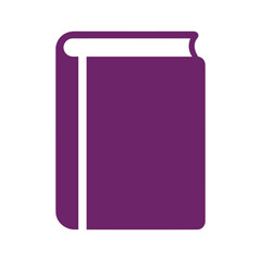 Purple book icon on white background