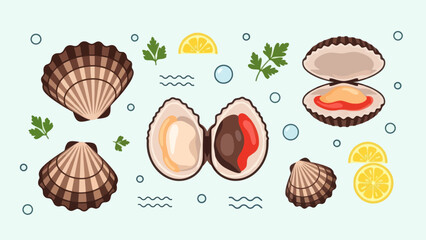 Freshly Shucked Oysters with Lemon and Garnishes for Seafood Lovers