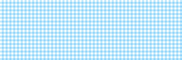 Seamless baby blue and white gingham plaid pattern background. Classic checkered tablecloth texture perfect for fabric, textile, wallpaper, design, and decor.