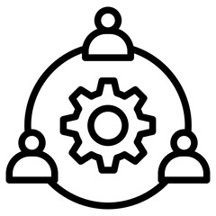 Collaboration,  organization, trust, social, collaboration, people, dea sharing, crowdsourcing, knowledge exchange, brainstorming, partnerships, research, outline icon vector design illustrator