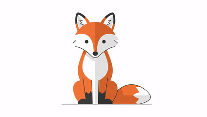 Obraz premium Charming fox illustration sits attentively with a curious expression, perfect for childrenâ€™s books and whimsical designs. isolated on white background 