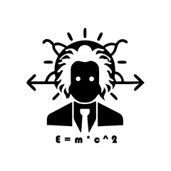 Stylized vector icon of a brilliant scientist representing intelligence, physics, and groundbreaking ideas.