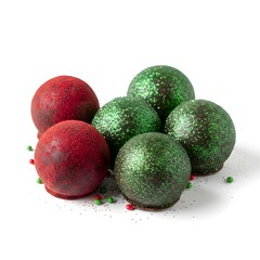 red and green holiday chocolate truffles