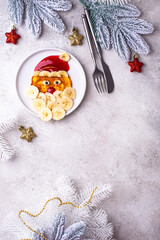 Pancakes in the shape of Santa Claus