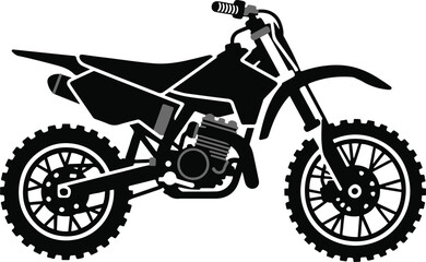 Off-Road Dirt Bike, Dynamic black and white vector illustration