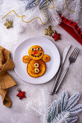 Pancakes in the shape of snowman