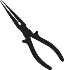 Needle-Nose Pliers, Detailed black and white vector illustration