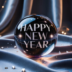 Happy New Year Crystal Ball Design  Elegant Festive Holiday Background