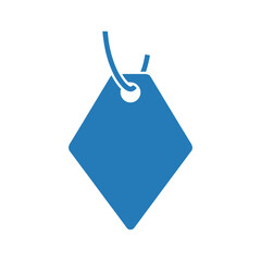 Blue price tag icon on white background