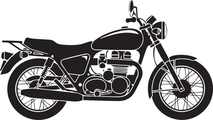 Fototapeta premium Detailed classic motorcycle with exposed engine, mechanical black and white vector illustration