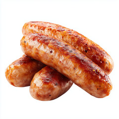 Assorted meat products isolated on white background. Studio shot for food and design projects