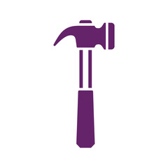 Purple hammer icon on white background