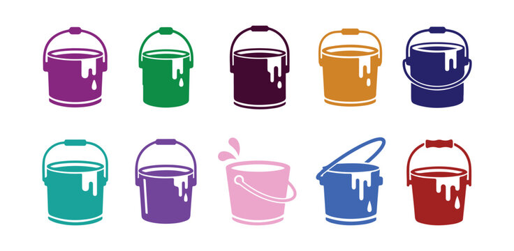 icon of a paint bucket, simple illustration collection symbol

