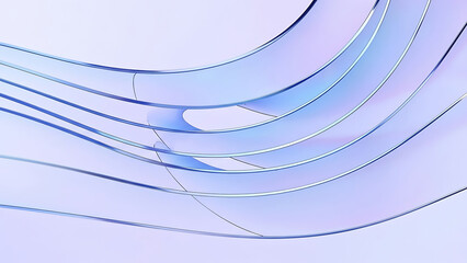 Obraz premium Abstract 3D Layered Iridescent Glass Ribbons - Holographic Curved Tech Background