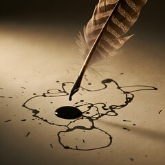 feather and ink