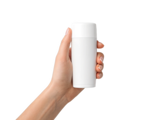 hand holding Deodorant Stick isolated on a transparent background.