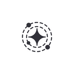 Orbiting satellite and planetary ring icon illustrating astronomy, space communication, orbital mechanics, and cosmic exploration themes. © ShiningPixel