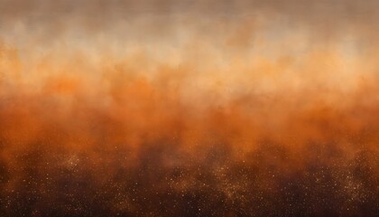 Abstract painterly gradient background in shades of burnt orange and copper with fine golden sparkles and textured brush strokes for artistic design