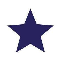 Obraz premium Navy blue five pointed star icon on white background