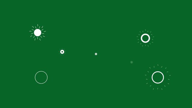 Cartoon blast animated explosion FX 4K showing circle blast fireworks, energy burst, puff of smoke, and glowing ellipse on green screen, fireworks explosion line shape blast