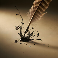 feather pen and ink