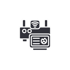 Obraz premium Smart router and connectivity icon symbolizing wireless networks, IoT communication, and stable smart home device connections.