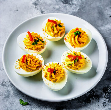 Classic Deviled Eggs with Paprika for Premium Appetizer Food Object and Party Concept