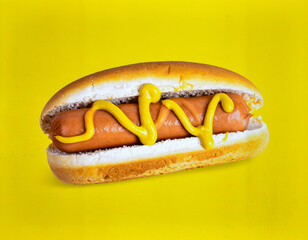 hot dog with mustard