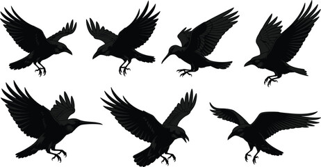 Businesswoman silhouette set, professional attire, briefcase pose, black vector, corporate stance, high heels, blazer, career icon, standing figure, office style, formal wear