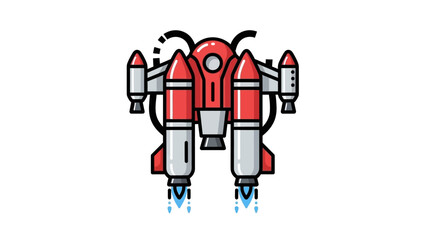 Naklejka premium Futuristic Jetpack Rocket Propulsion System Flying Through Space Abstract Illustration