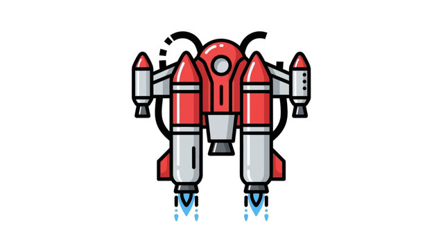 Futuristic Jetpack Rocket Propulsion System Flying Through Space Abstract Illustration