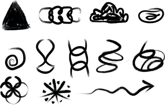 Collection of abstract ancient symbols and shapes