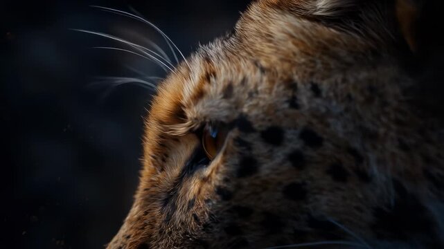 Lynx's intense gaze, golden eye reflecting light, speckled fur close-up