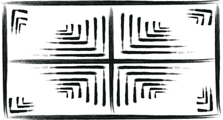 Black and white qr code pattern with dotted and spiral designs