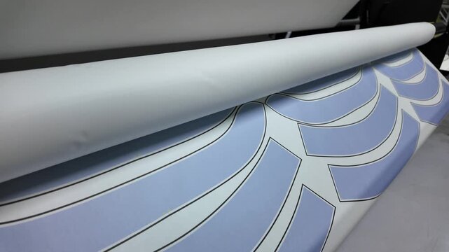 Large Format Printer Roll with Blue Geometric Pattern