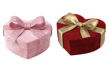 Elegant pink velvet heart gift box with a sparkling glitter ribbon bow for special occasions