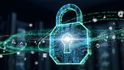 digital padlock Symbolizing cyber security and data protection
