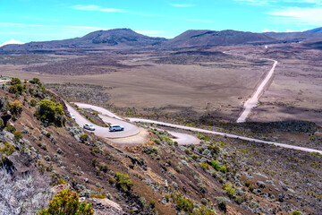 France, Reunion Island, Road at La Fournaise Vulcano.