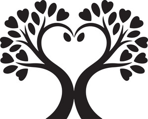 Heart trees with space silhouette vector