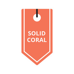 Solid coral color tag icon design element