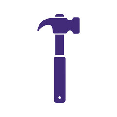 Purple hammer icon on white background