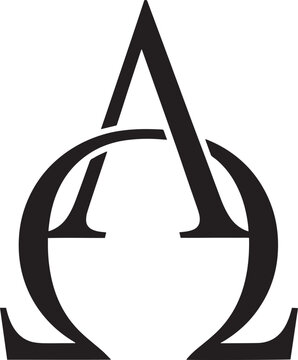 Black Omega Symbol with Alpha Letter