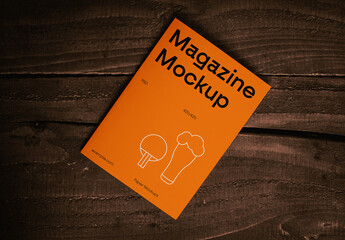 Lying on Wood Magazine Mockup