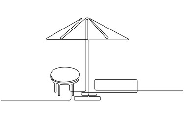 Self drawing line animation Umbrella outline contour continuous one single line drawn.