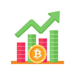 Bitcoin price growth and financial chart, ideal for content related to crypto investment, market analysis, stock trends, and economic success.