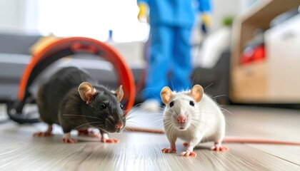 Two Rats on Floor, Pest Control, Home Interior.