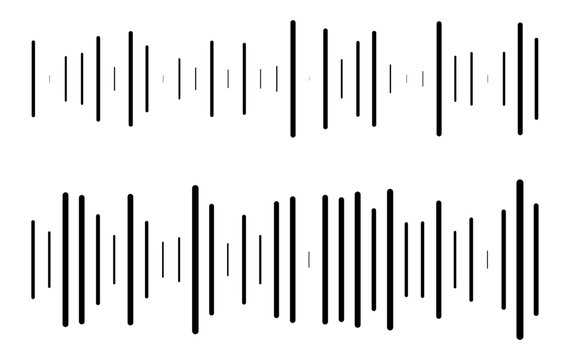 Audio waveform line pattern showing sound signal, music equalizer and frequency bars. Useful for audio, music, sound technology, recording, podcast, broadcast and media related designs.