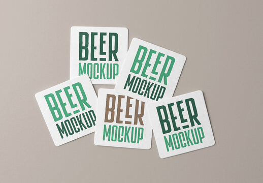 Five Lying Beer Pad Mockups
